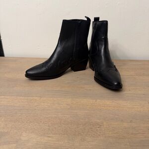 Black Leather Ankle Booties